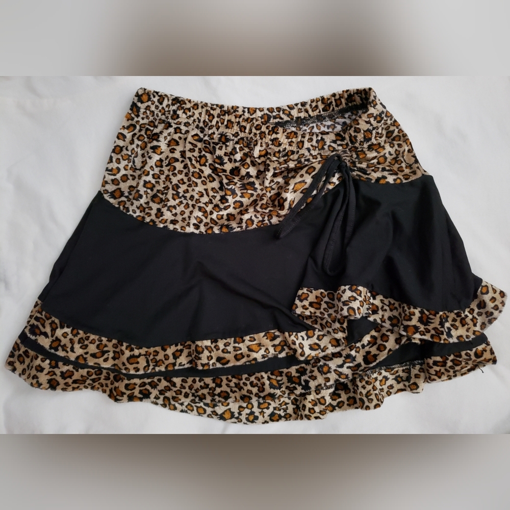 Leopard Print Skirt with Black Accents